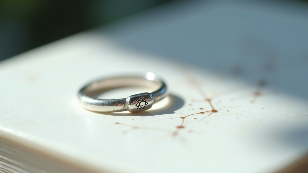 Main portant la bague Céleste Capricorne sur l'annulaire