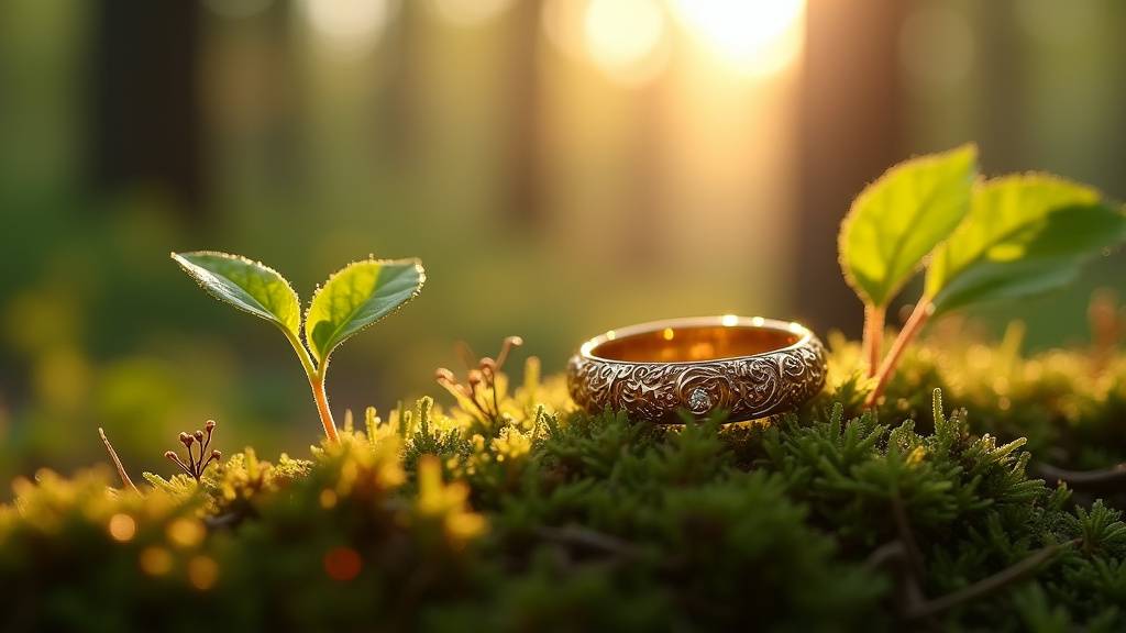 Main portant plusieurs bagues Eternam fines en or et argent superposées sur un fond noir