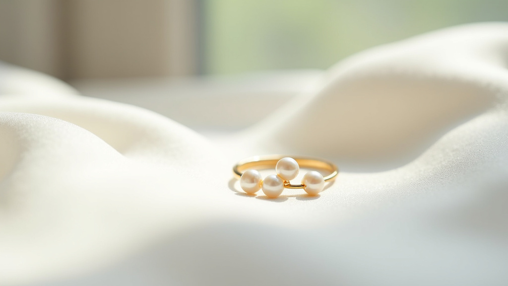 Bague Perlée trois perles de Persée Paris posée sur un fond noir