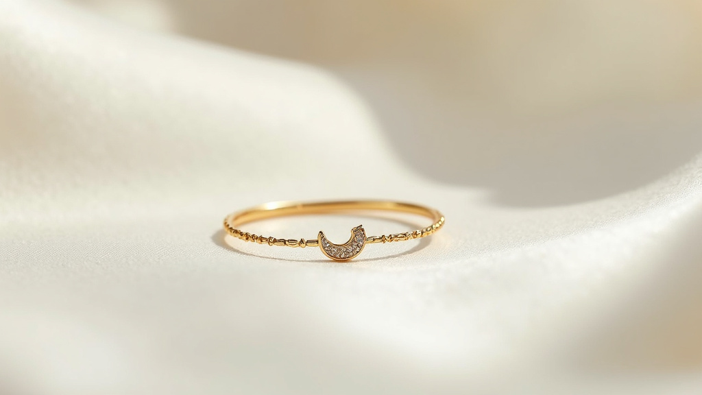 Bague Séléné lune chaînette pavée d'un diamant de Persée Paris