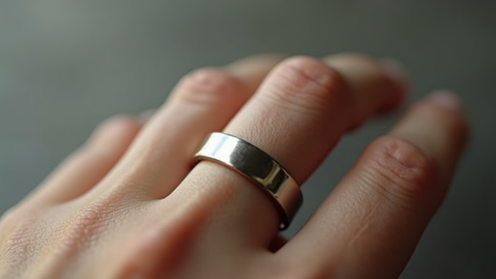 Empilement de plusieurs bagues Eternam fines en or jaune, rose et blanc sur les doigts d'une main