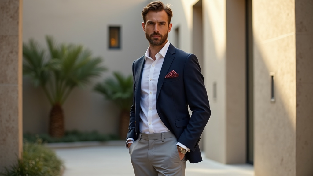 Homme élégant combinant harmonieusement plusieurs couleurs dans une tenue décontractée chic