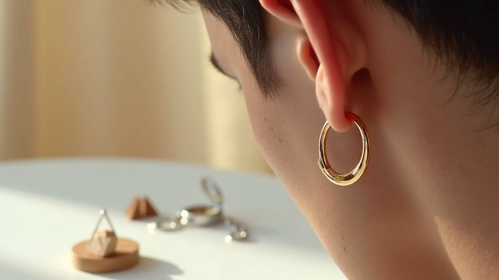 Un homme portant une boucle d'oreille discrète en acier noir