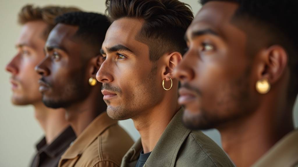 Homme avec une boucle d'oreille anneau discret