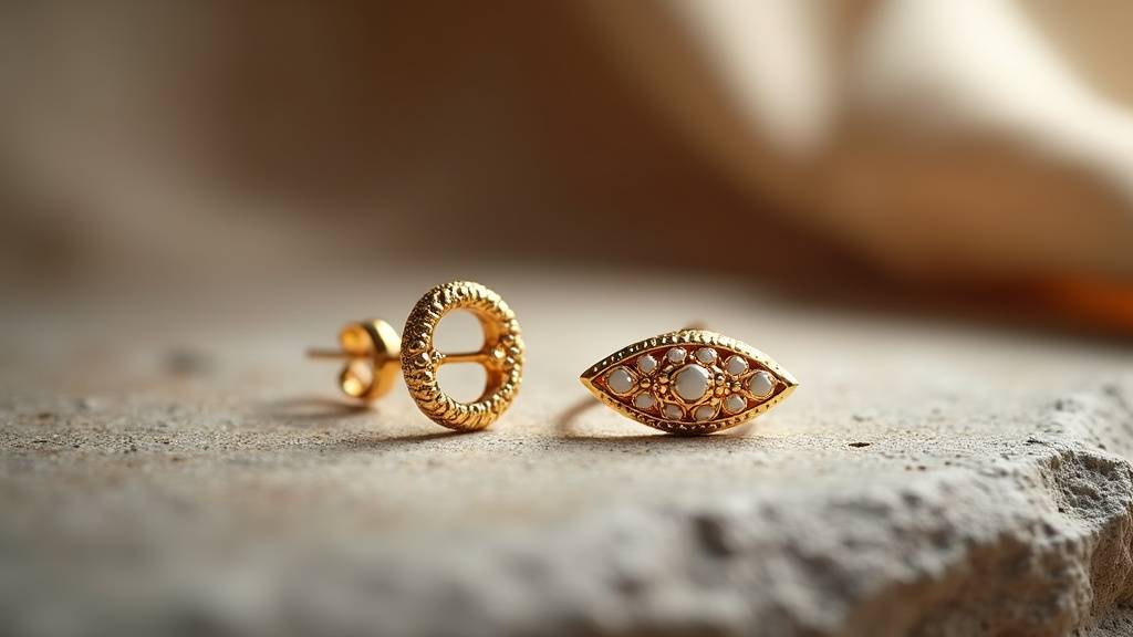 Boucles d'oreilles fibules en argent artisanal posées sur marbre blanc