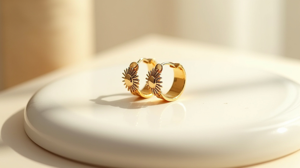 Boucles d'oreilles Hélios dorées capturant la lumière
