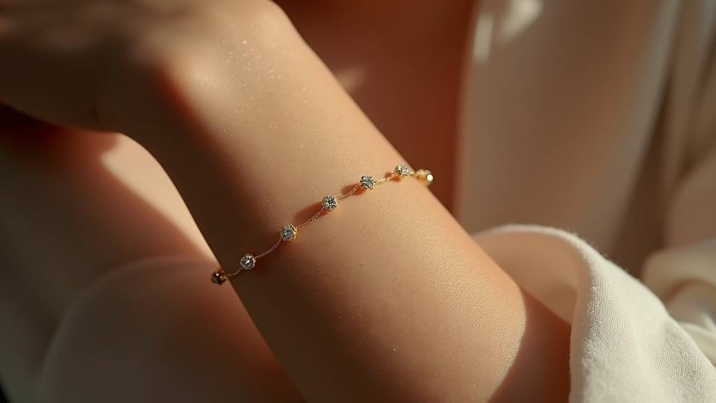 Bracelet Danaé en or rose avec cinq diamants suspendus