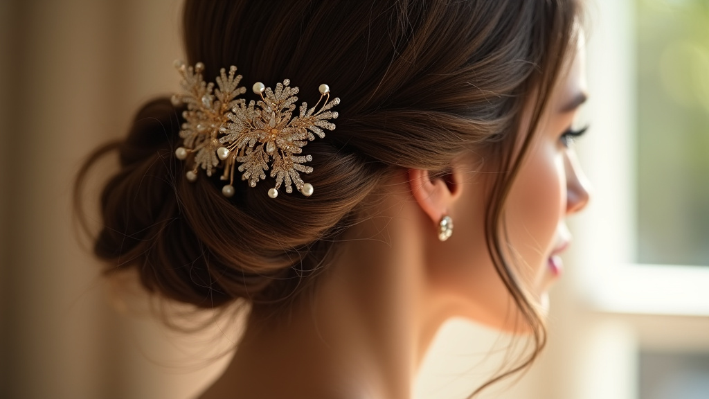 Styliste travaillant avec différents bijoux de cheveux pour créer des coiffures uniques