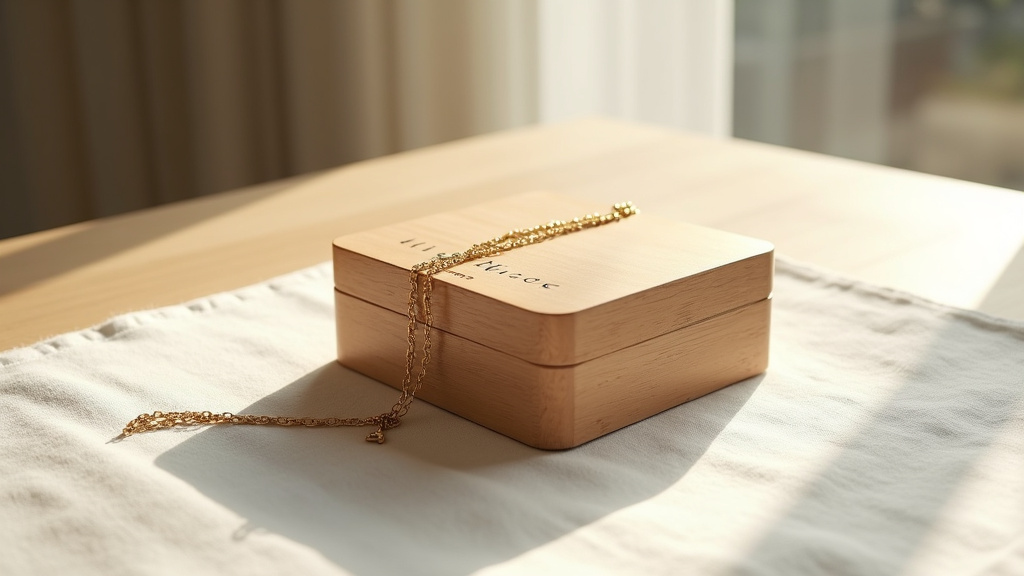 Boîte à bijoux en bois massif avec miroir intégré posée sur une commode élégante