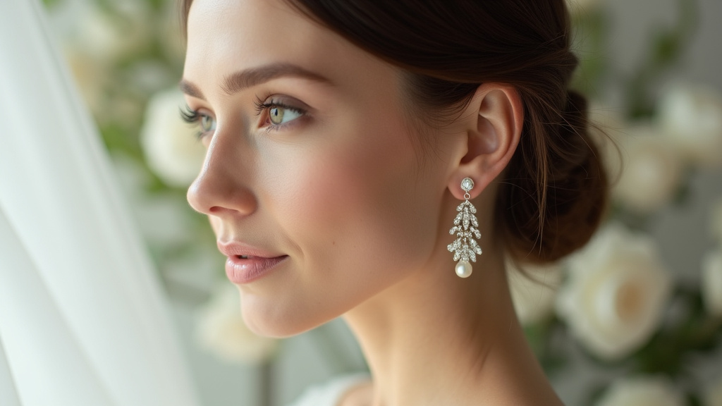 Boucles d'oreilles perles naturelles pour mariage élégant
