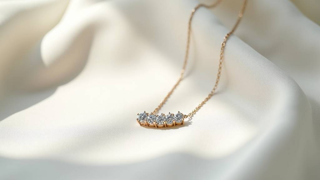 Détail du collier Danaé cinq diamants de Persée Paris montrant les cinq diamants sertis dans l'air