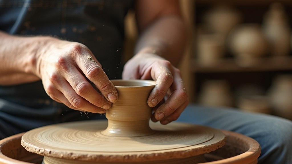 Divers artisans travaillant dans différents domaines - joaillier, céramiste, forgeron