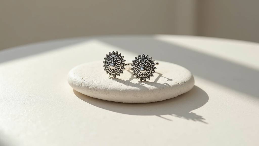 Fibule artisanale berbère en argent massif avec gravures traditionnelles