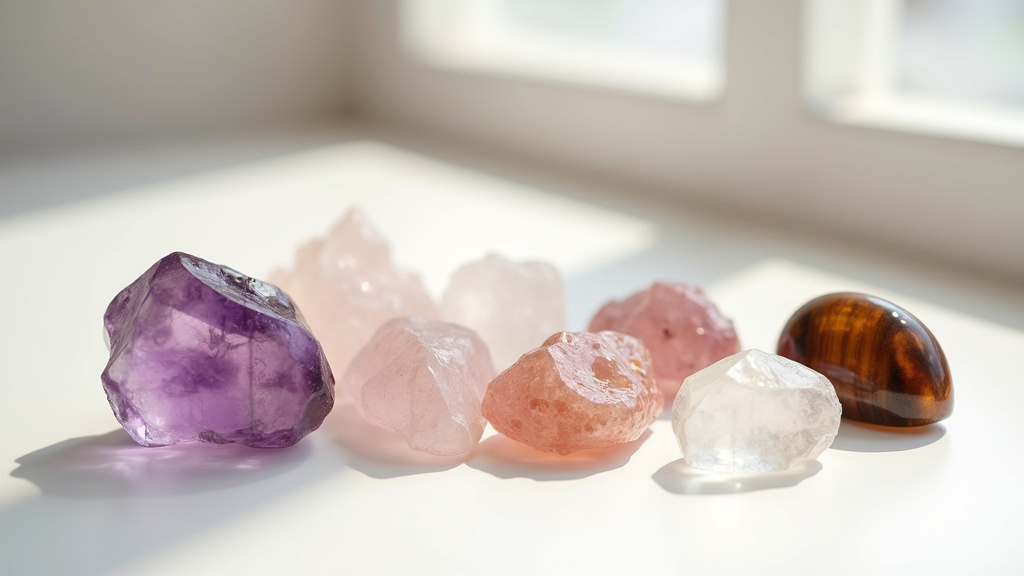 Intérieur du magasin Folies Bijoux à Aubervilliers avec des étagères remplies de pierres naturelles