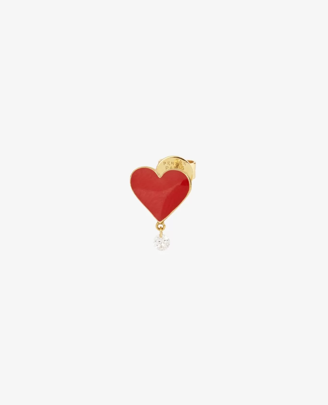 New Persée Paris Boucle d'oreille Cœur Rouge 1 diamant